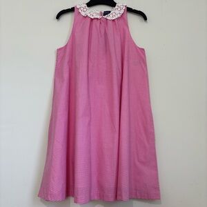 POLO Ralph Lauren Girls Pink Sleeveless Lace Collar Poplin Gingham Plaid Dress